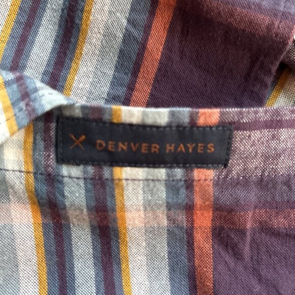 Denver Hayes Button Down Classic Purple Plaid Short Sleeve Shirt Casual 2XL - Picture 6 of 10